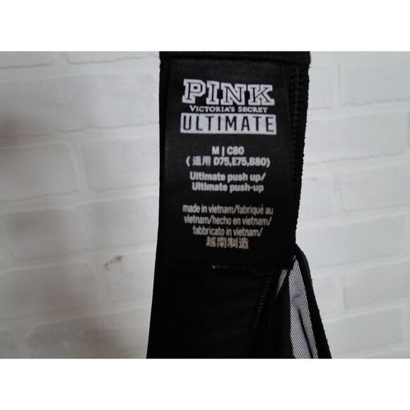 Victoria's Secret Pink Women's Ultimate  sports bra Mesh Black Silver Metallic M - Picture 5 of 5